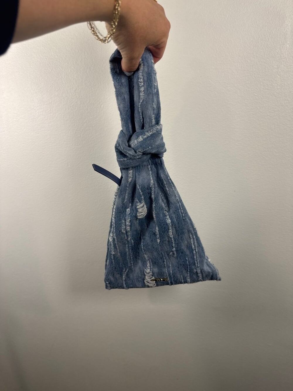 Dolce Vita Distressed Denim Knot Wristlet Pouch, OS